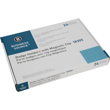 Business Source Magnetic Name Badges, 3" x 4", White, PK24 BSN18305